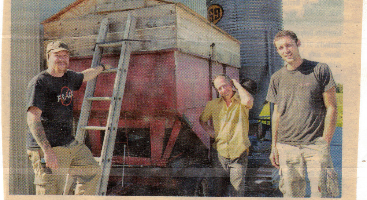 Greg Russo, Thor Oechsner, and Neal Johnston in the early days of Farmer Ground Flour. Photo by Ed Dittenhoefer.